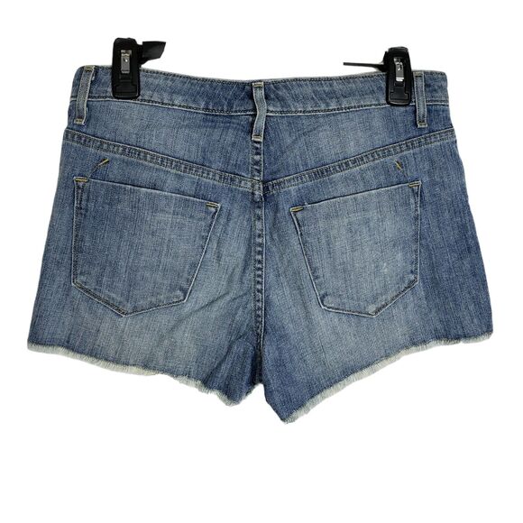 Mossimo Women’s Jean Shorts Sz 8/29 High Rise Denim Stretch Blue Button Fly Raw - Picture 4 of 7